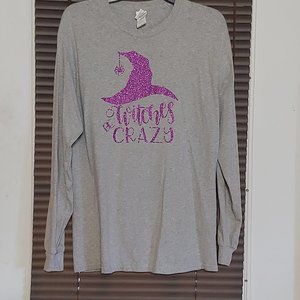 Gilden Witches Be Crazy womans size m halloween long sleeve top
